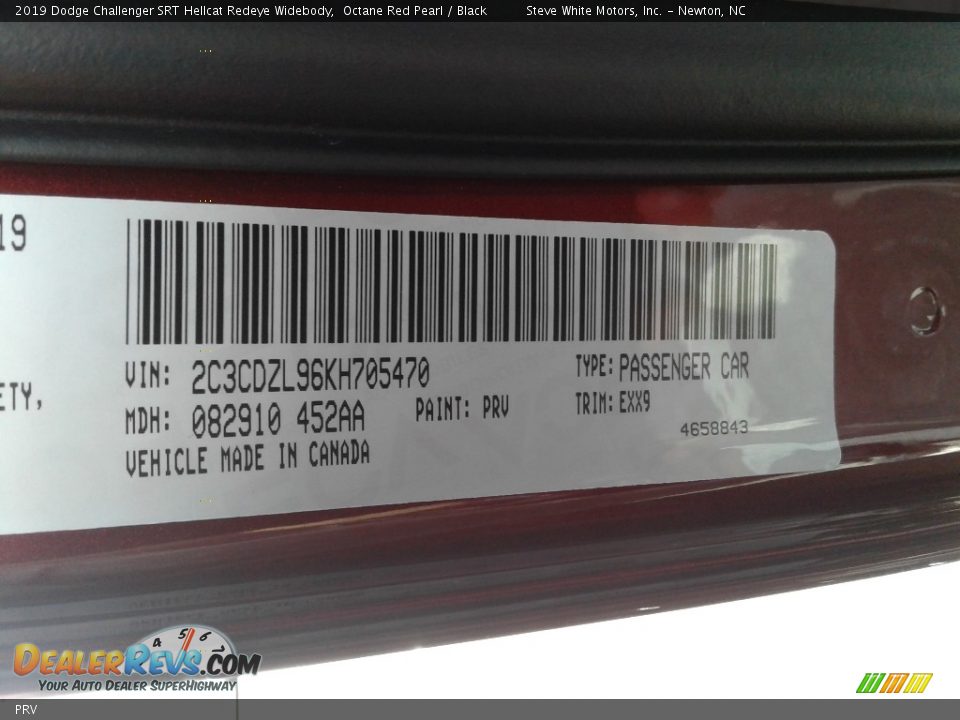 Dodge Color Code PRV Octane Red Pearl