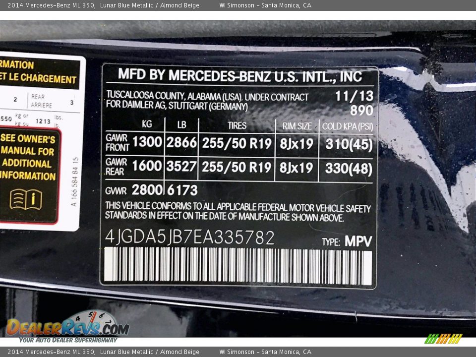 2014 Mercedes-Benz ML 350 Lunar Blue Metallic / Almond Beige Photo #24
