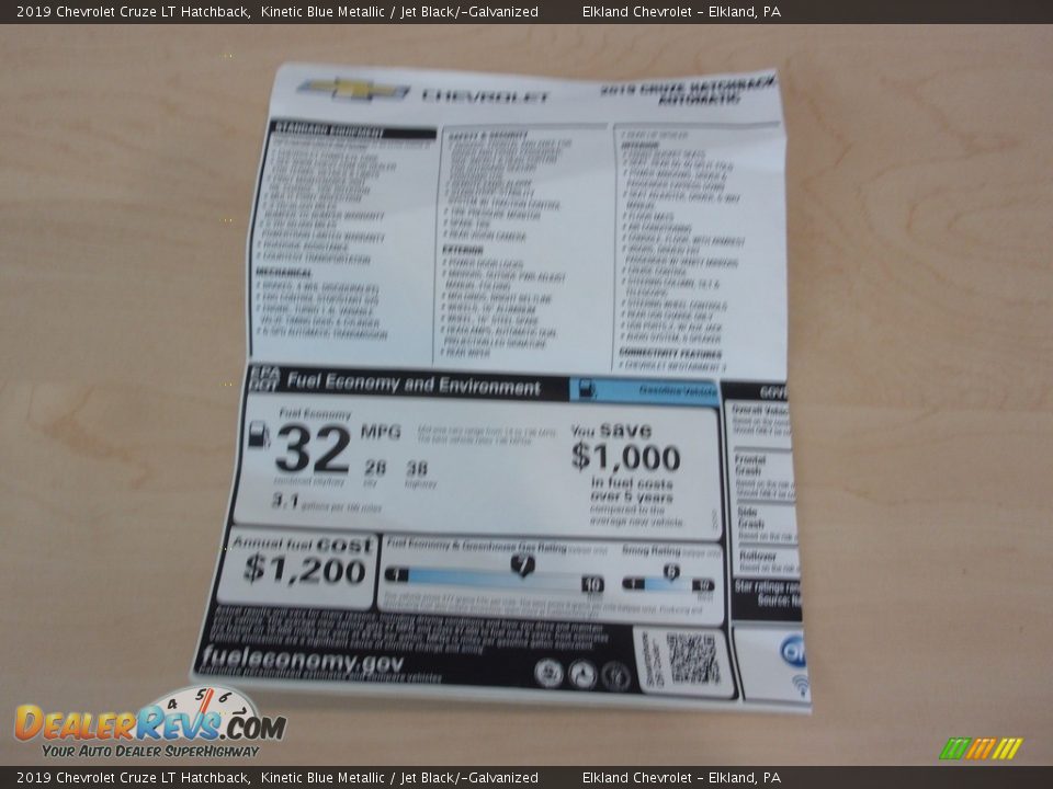 2019 Chevrolet Cruze LT Hatchback Kinetic Blue Metallic / Jet Black/­Galvanized Photo #33