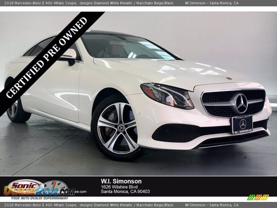 2018 Mercedes-Benz E 400 4Matic Coupe designo Diamond White Metallic / Macchiato Beige/Black Photo #1