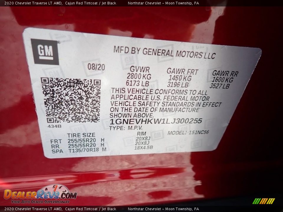 2020 Chevrolet Traverse LT AWD Cajun Red Tintcoat / Jet Black Photo #15