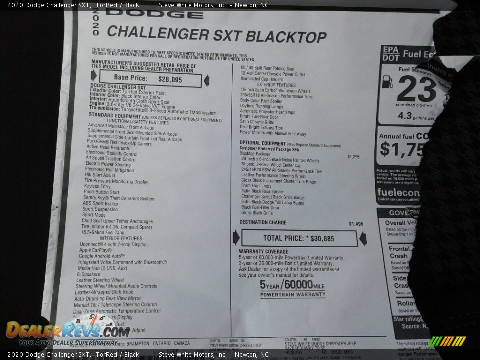 2020 Dodge Challenger SXT TorRed / Black Photo #25