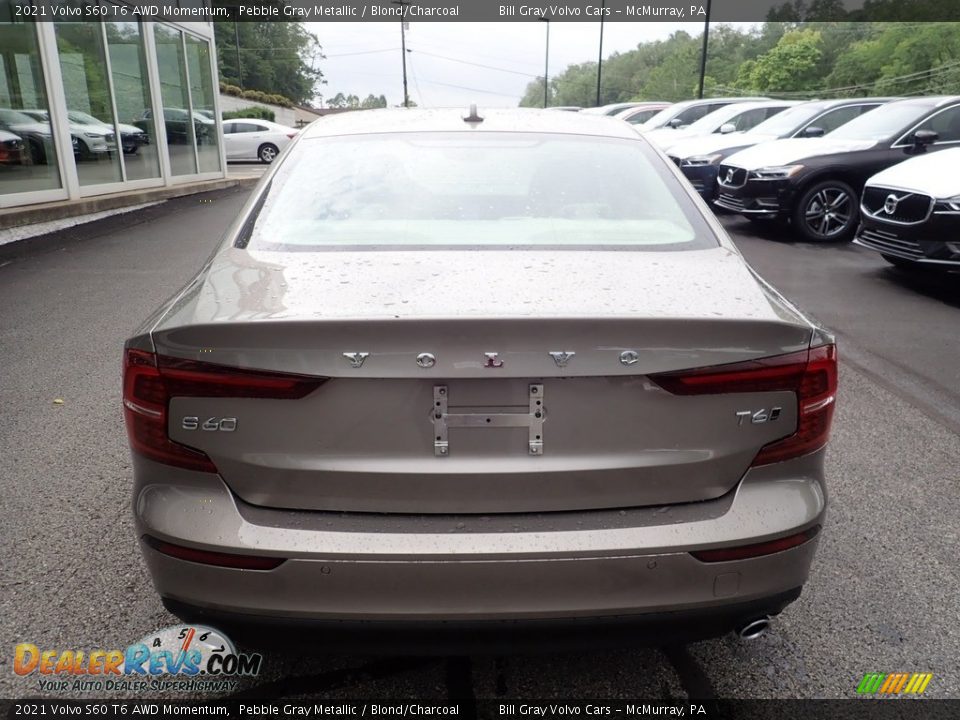2021 Volvo S60 T6 AWD Momentum Pebble Gray Metallic / Blond/Charcoal Photo #3
