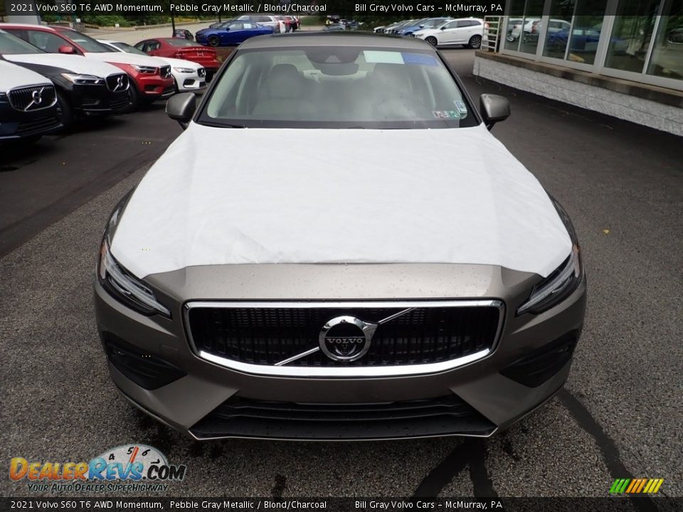 2021 Volvo S60 T6 AWD Momentum Pebble Gray Metallic / Blond/Charcoal Photo #6