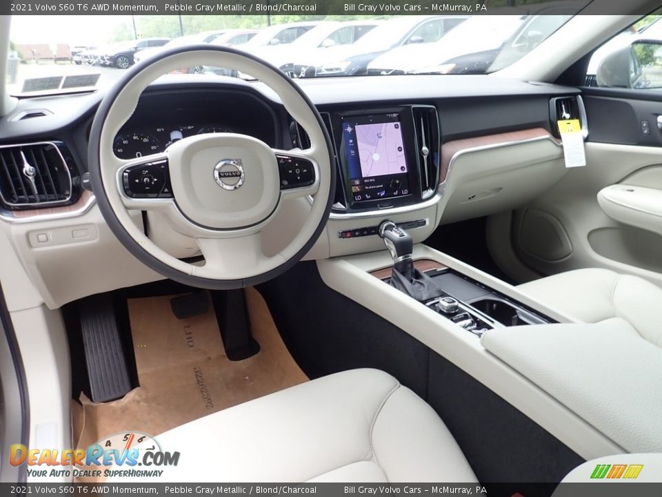 Blond/Charcoal Interior - 2021 Volvo S60 T6 AWD Momentum Photo #9