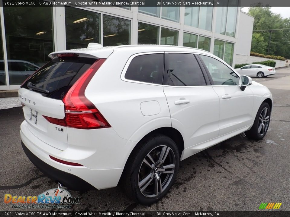 2021 Volvo XC60 T6 AWD Momentum Crystal White Metallic / Blonde/Charcoal Photo #2