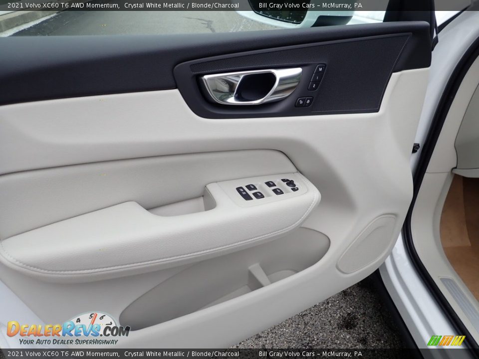 2021 Volvo XC60 T6 AWD Momentum Crystal White Metallic / Blonde/Charcoal Photo #10