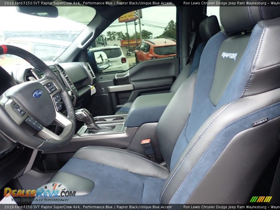 Raptor Black/Unique Blue Accent Interior - 2019 Ford F150 SVT Raptor SuperCrew 4x4 Photo #14