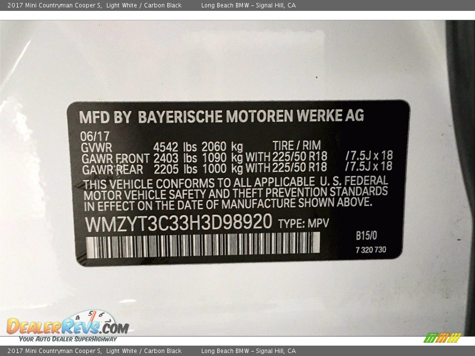 2017 Mini Countryman Cooper S Light White / Carbon Black Photo #36