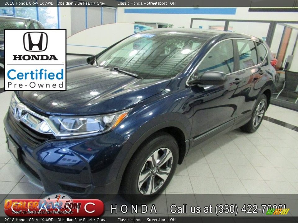 2018 Honda CR-V LX AWD Obsidian Blue Pearl / Gray Photo #1