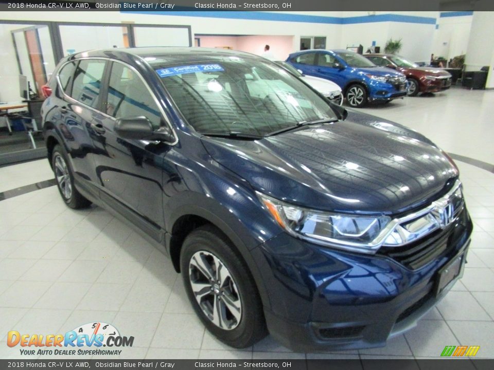 2018 Honda CR-V LX AWD Obsidian Blue Pearl / Gray Photo #3