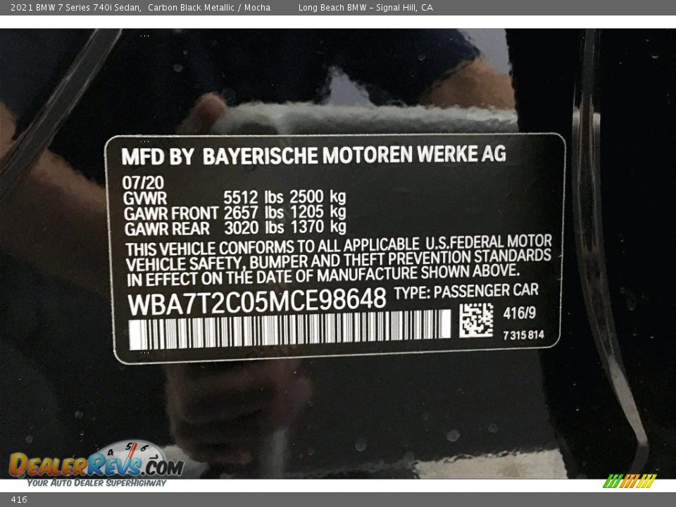 BMW Color Code 416 Carbon Black Metallic
