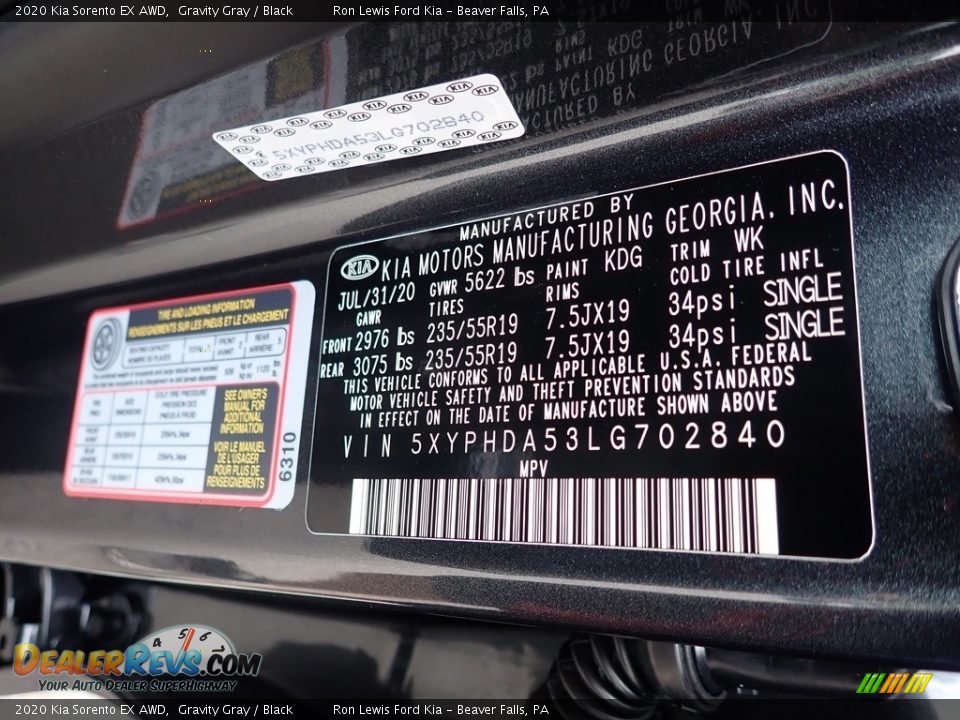 2020 Kia Sorento EX AWD Gravity Gray / Black Photo #16