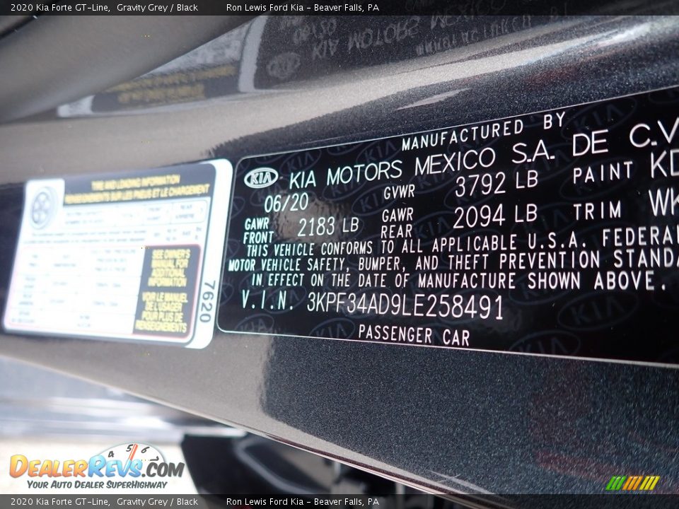 2020 Kia Forte GT-Line Gravity Grey / Black Photo #15