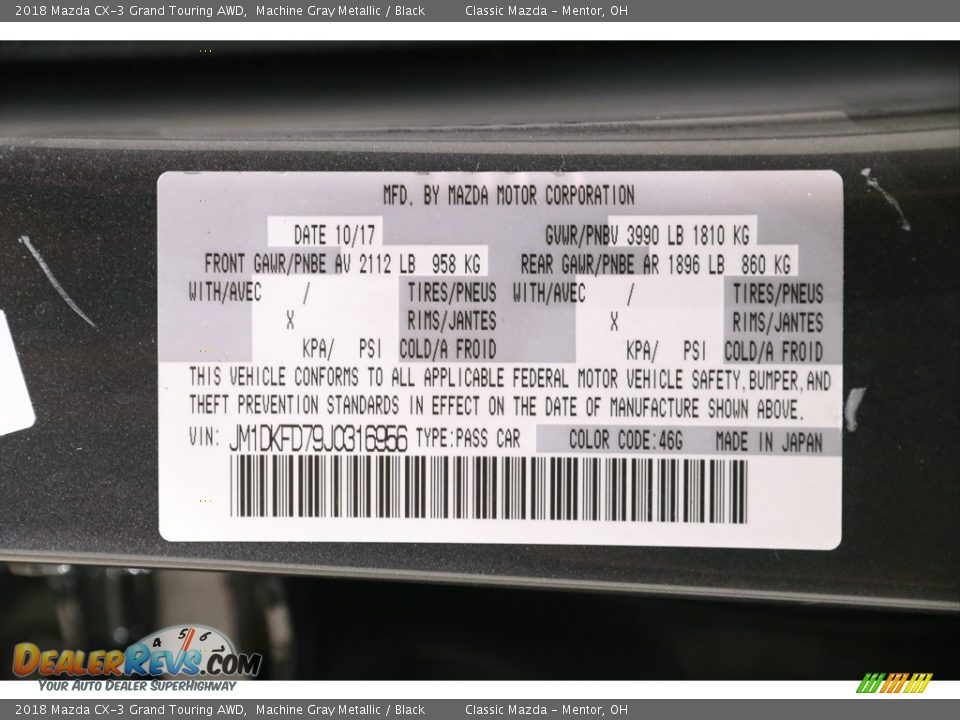 2018 Mazda CX-3 Grand Touring AWD Machine Gray Metallic / Black Photo #18