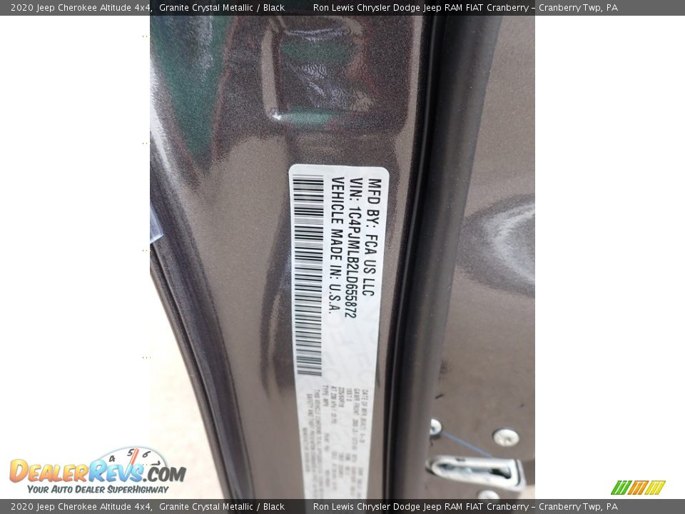 2020 Jeep Cherokee Altitude 4x4 Granite Crystal Metallic / Black Photo #11