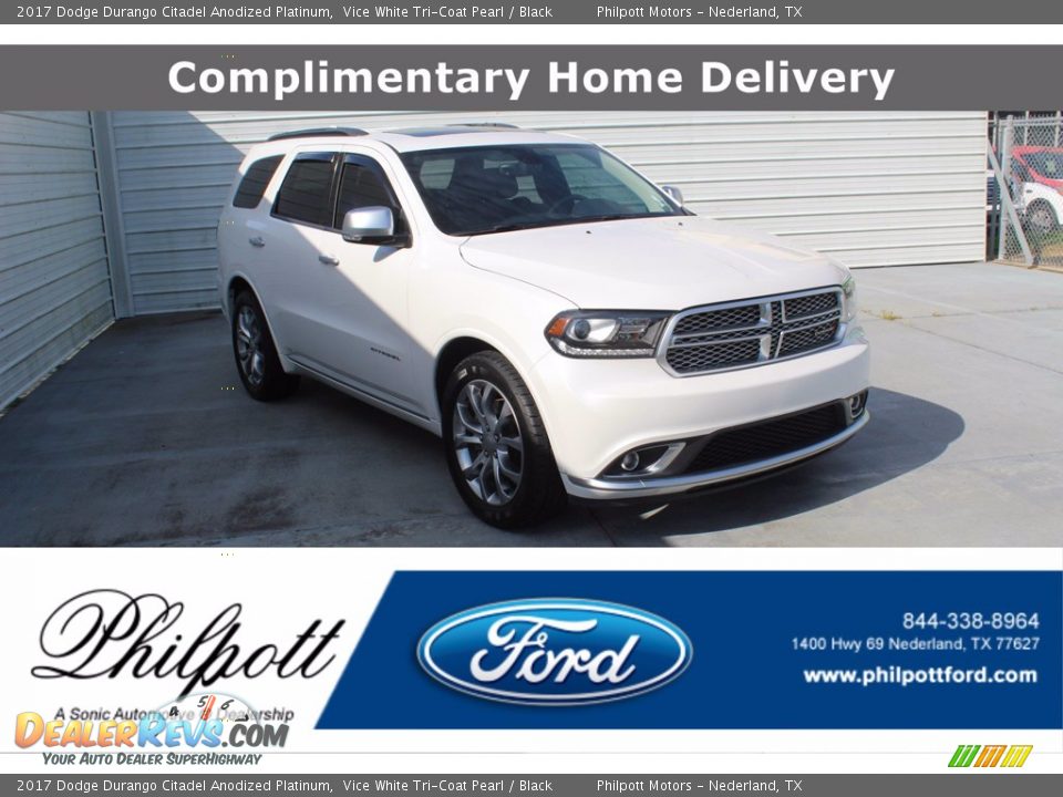 2017 Dodge Durango Citadel Anodized Platinum Vice White Tri-Coat Pearl / Black Photo #1