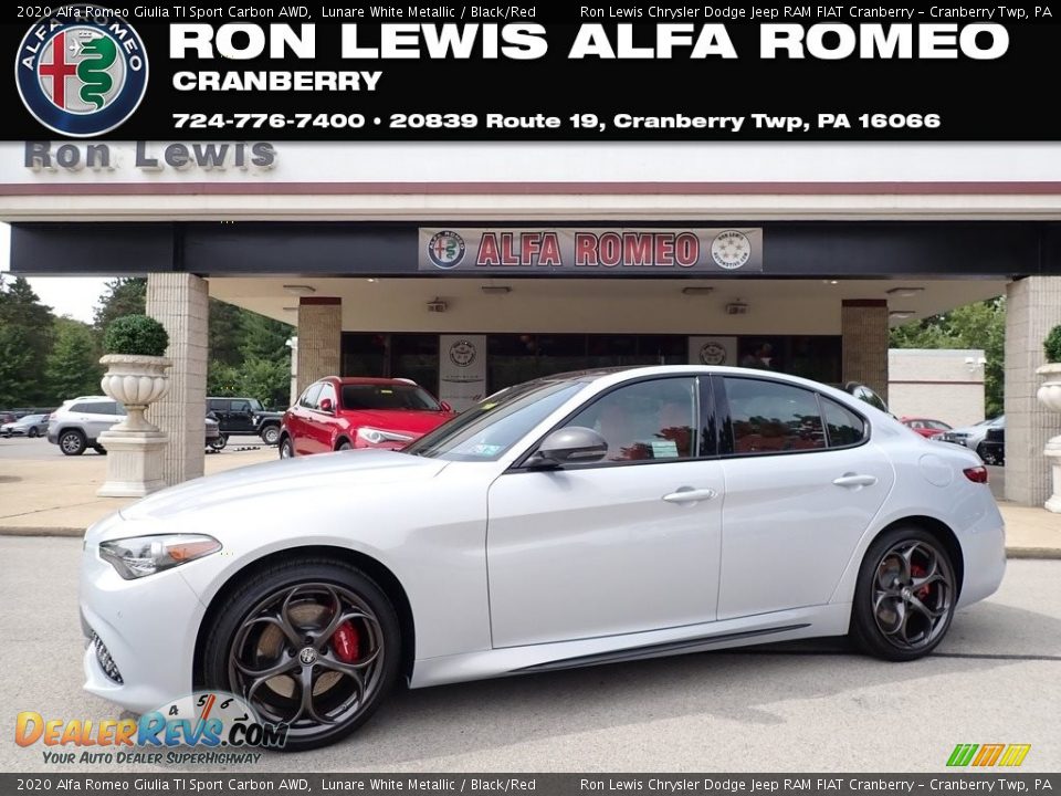 2020 Alfa Romeo Giulia TI Sport Carbon AWD Lunare White Metallic / Black/Red Photo #1