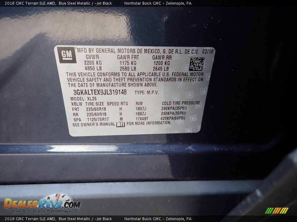 2018 GMC Terrain SLE AWD Blue Steel Metallic / ­Jet Black Photo #15