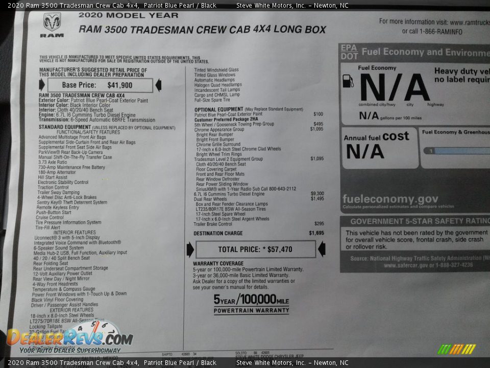 2020 Ram 3500 Tradesman Crew Cab 4x4 Patriot Blue Pearl / Black Photo #26