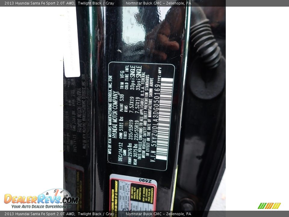 2013 Hyundai Santa Fe Sport 2.0T AWD Twilight Black / Gray Photo #15