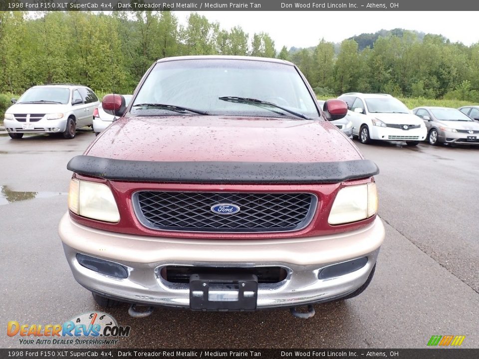 1998 Ford F150 XLT SuperCab 4x4 Dark Toreador Red Metallic / Medium Prairie Tan Photo #4