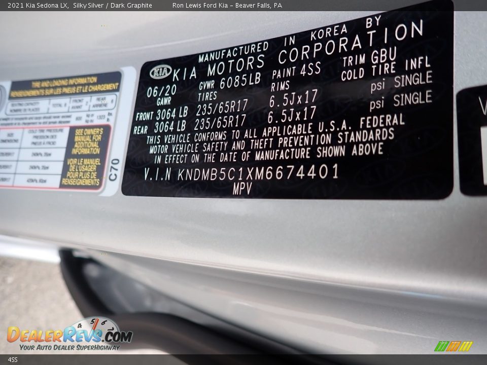Kia Color Code 4SS Silky Silver