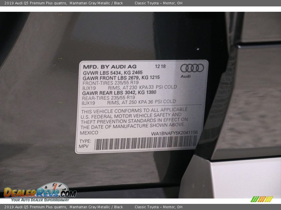 2019 Audi Q5 Premium Plus quattro Manhattan Gray Metallic / Black Photo #21