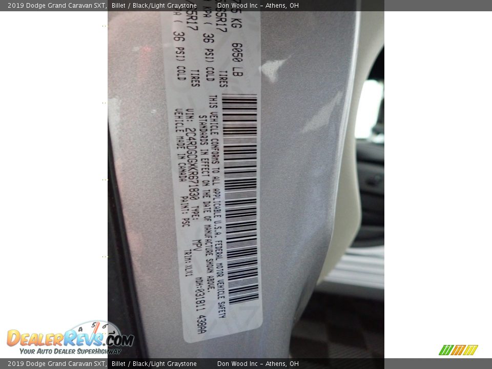 2019 Dodge Grand Caravan SXT Billet / Black/Light Graystone Photo #32