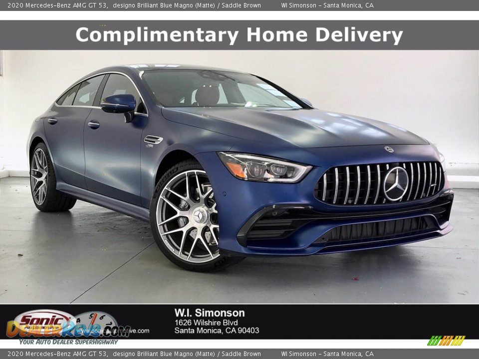 2020 Mercedes-Benz AMG GT 53 designo Brilliant Blue Magno (Matte) / Saddle Brown Photo #1