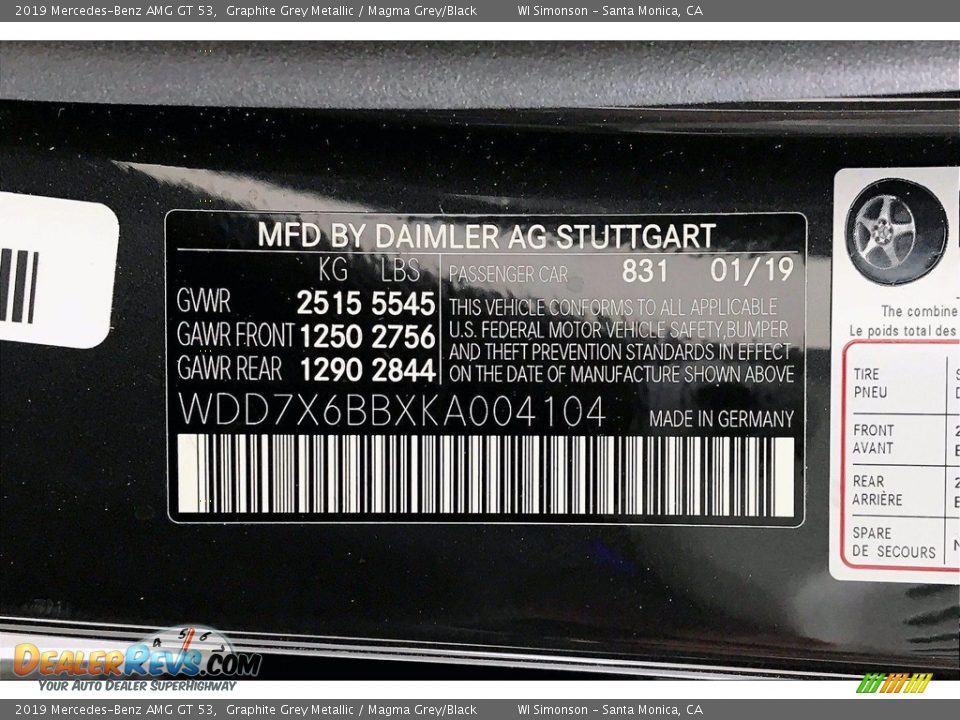 2019 Mercedes-Benz AMG GT 53 Graphite Grey Metallic / Magma Grey/Black Photo #11