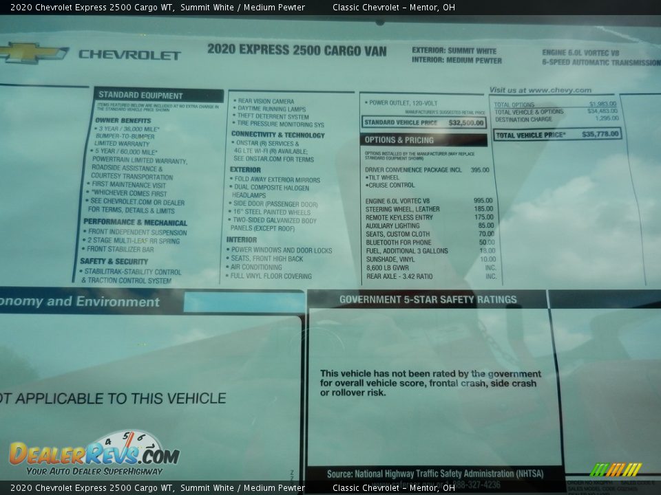 2020 Chevrolet Express 2500 Cargo WT Summit White / Medium Pewter Photo #9