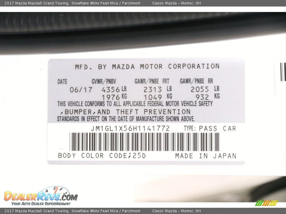 2017 Mazda Mazda6 Grand Touring Snowflake White Pearl Mica / Parchment Photo #17