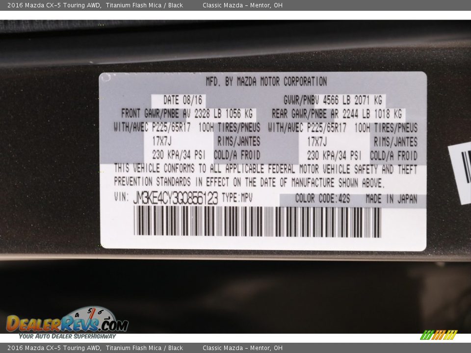 2016 Mazda CX-5 Touring AWD Titanium Flash Mica / Black Photo #16