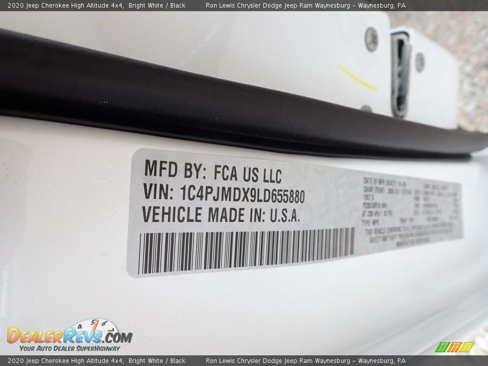 2020 Jeep Cherokee High Altitude 4x4 Bright White / Black Photo #13