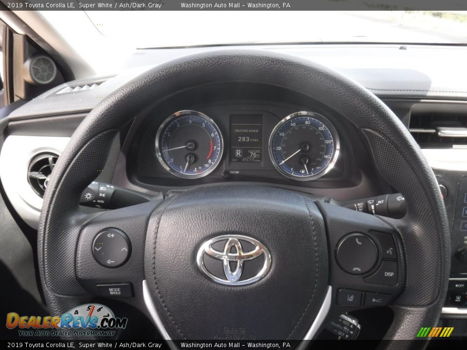 2019 Toyota Corolla LE Super White / Ash/Dark Gray Photo #19