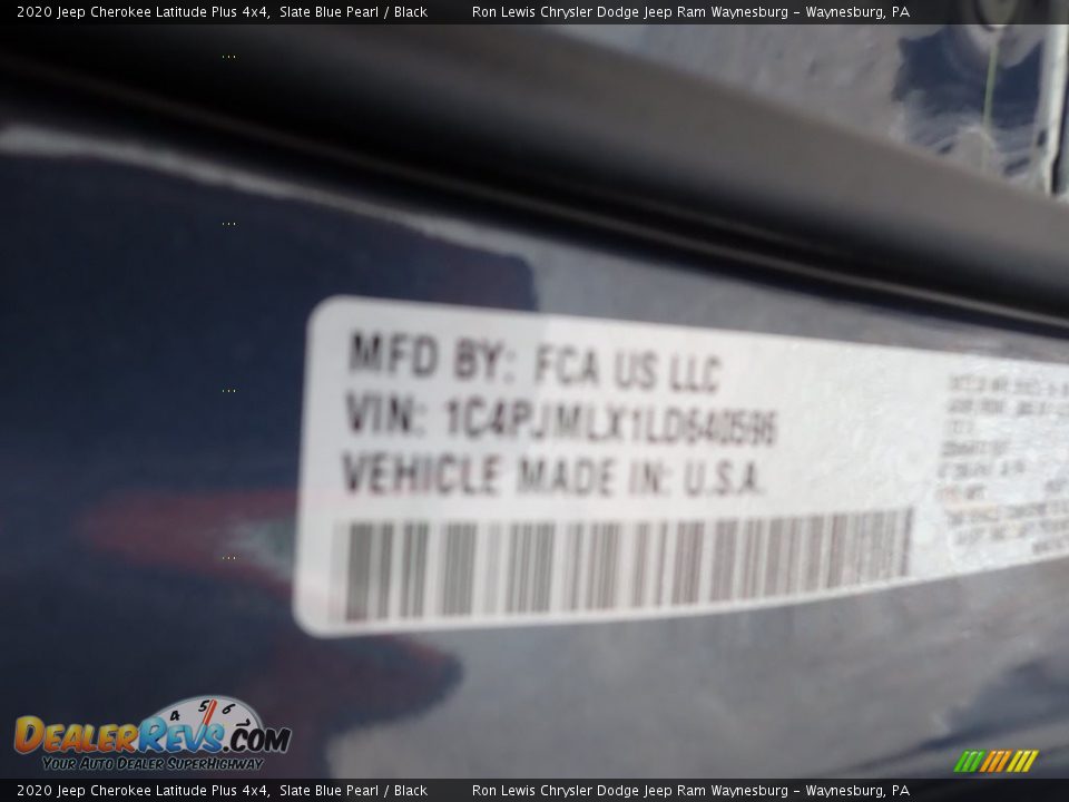 2020 Jeep Cherokee Latitude Plus 4x4 Slate Blue Pearl / Black Photo #15