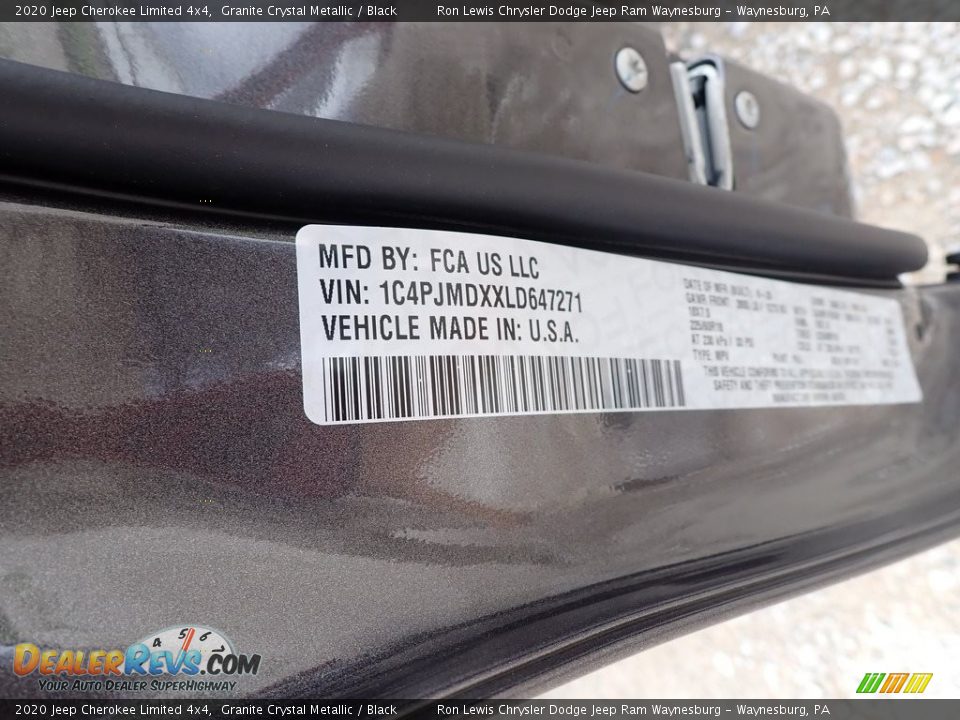 2020 Jeep Cherokee Limited 4x4 Granite Crystal Metallic / Black Photo #15