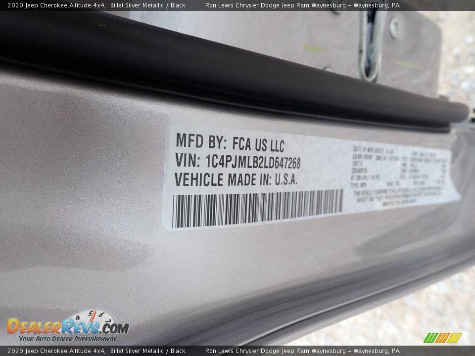 2020 Jeep Cherokee Altitude 4x4 Billet Silver Metallic / Black Photo #15