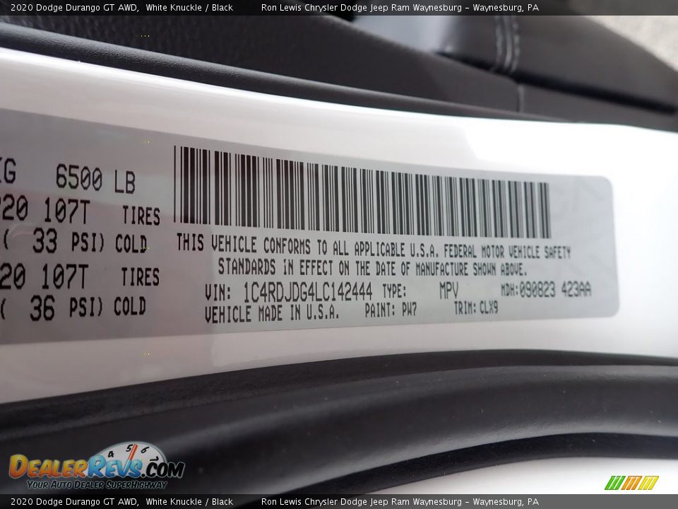 2020 Dodge Durango GT AWD White Knuckle / Black Photo #15