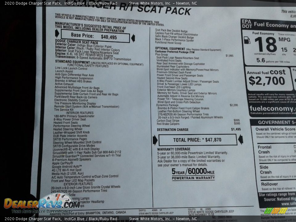 2020 Dodge Charger Scat Pack IndiGo Blue / Black/Ruby Red Photo #28