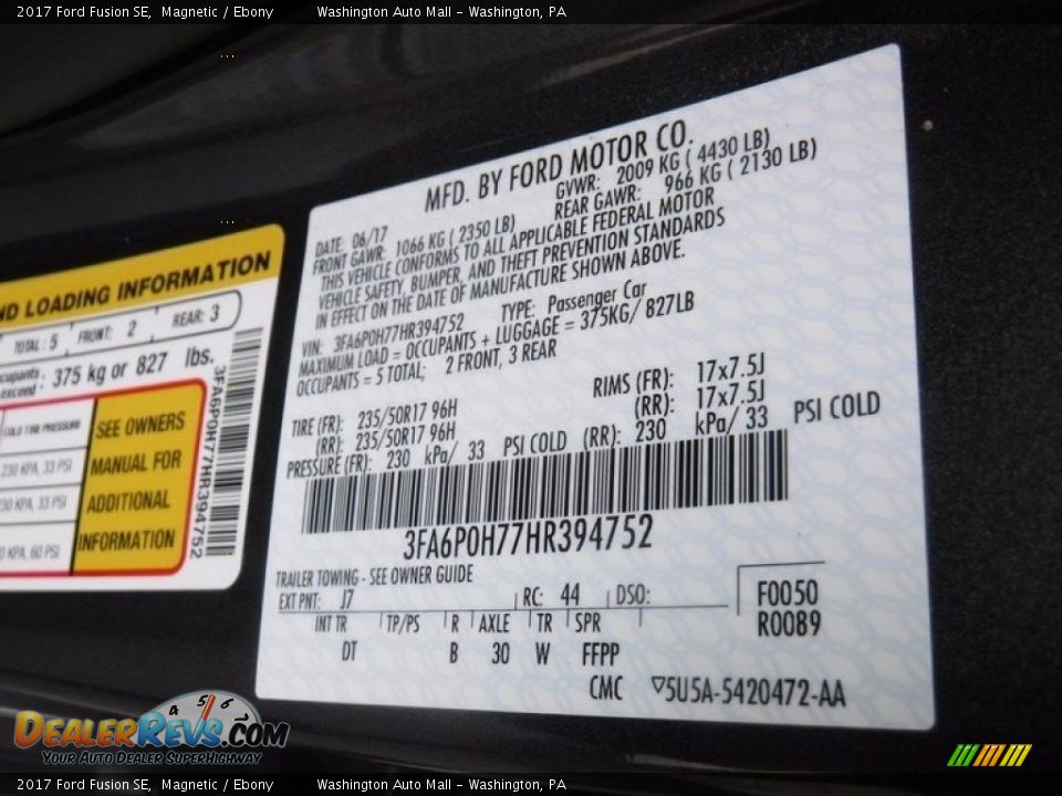 2017 Ford Fusion SE Magnetic / Ebony Photo #26