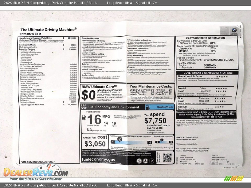 2020 BMW X3 M Competition Dark Graphite Metallic / Black Photo #17