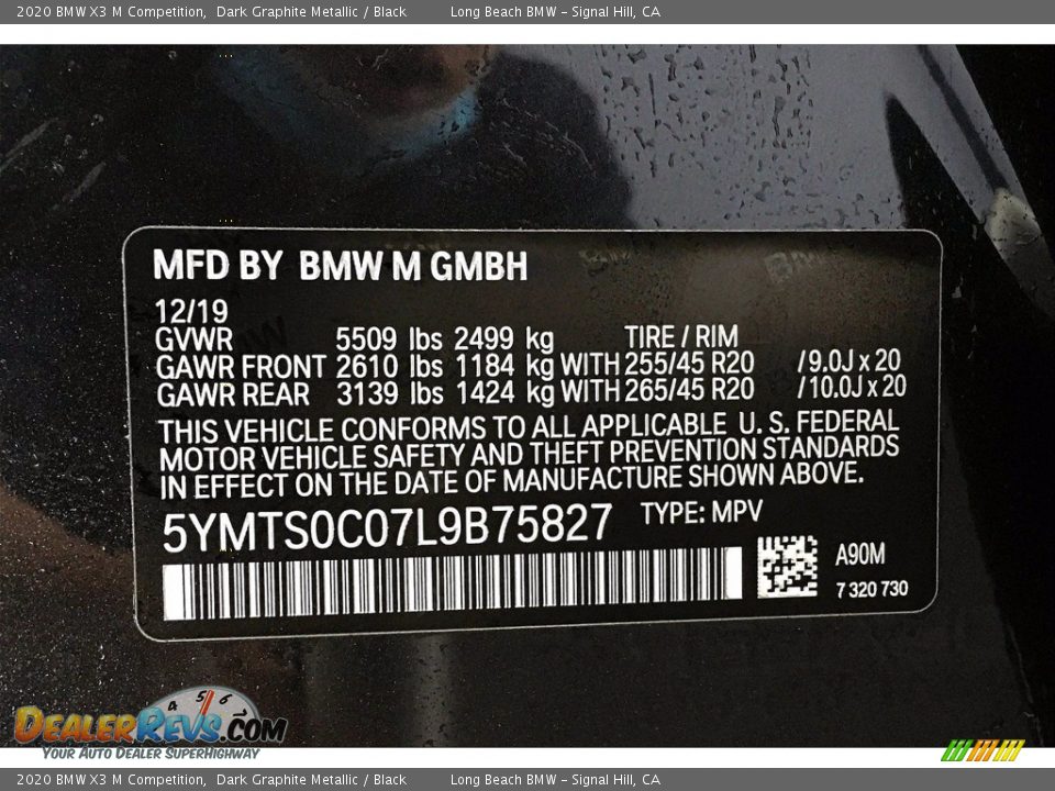 2020 BMW X3 M Competition Dark Graphite Metallic / Black Photo #18