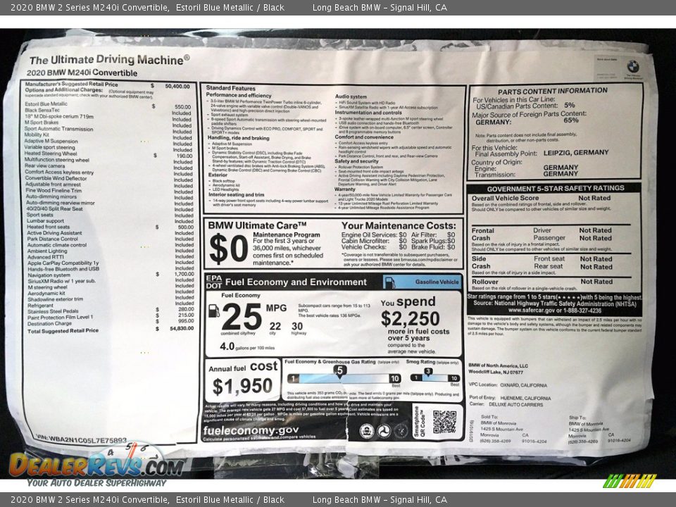 2020 BMW 2 Series M240i Convertible Estoril Blue Metallic / Black Photo #17