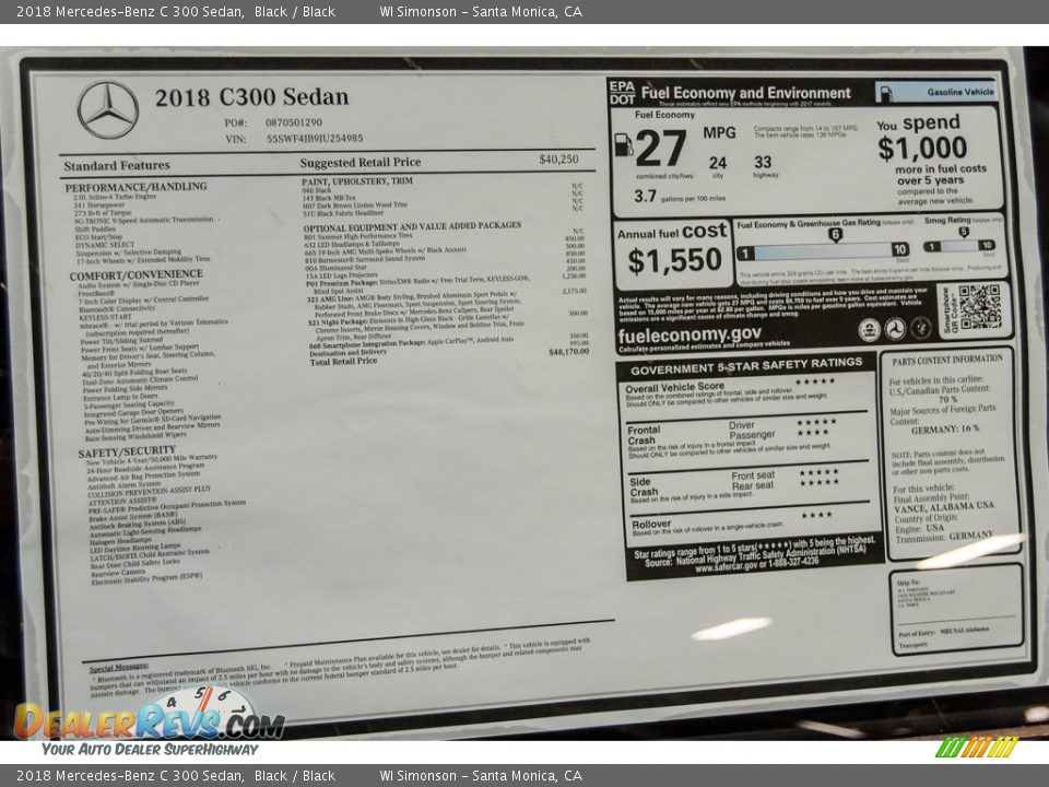 2018 Mercedes-Benz C 300 Sedan Black / Black Photo #11