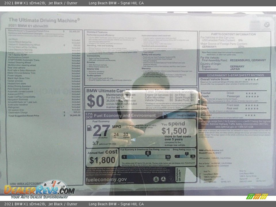 2021 BMW X1 sDrive28i Window Sticker Photo #17