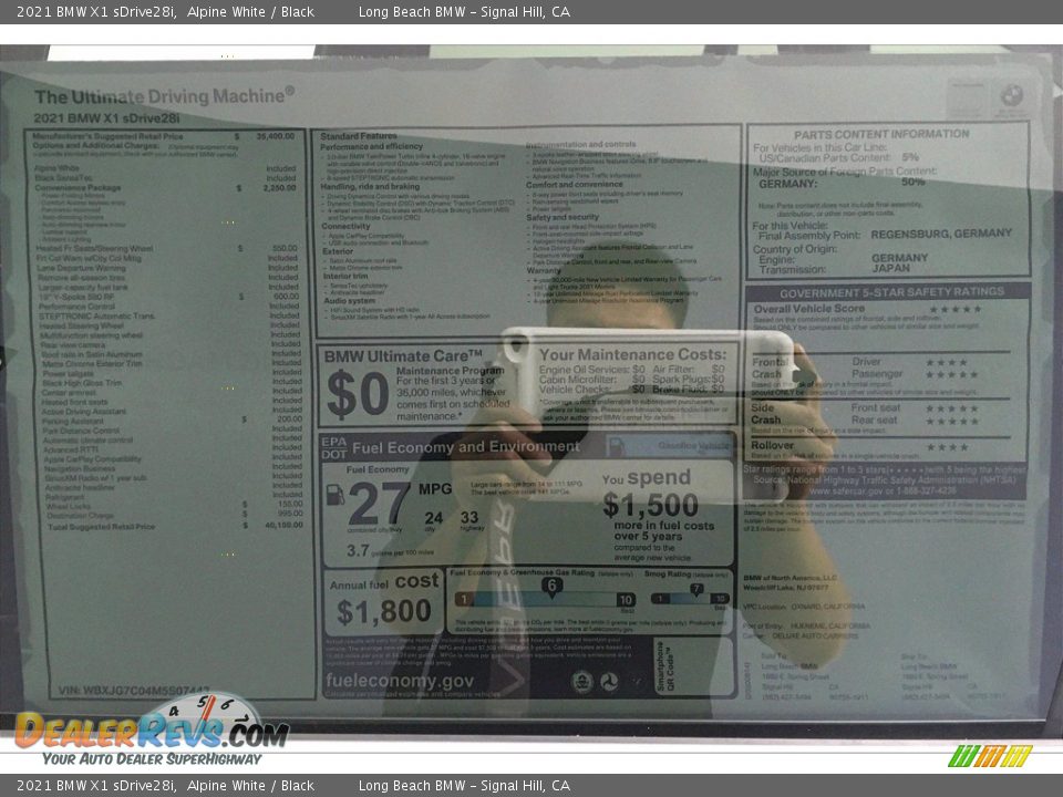 2021 BMW X1 sDrive28i Alpine White / Black Photo #17