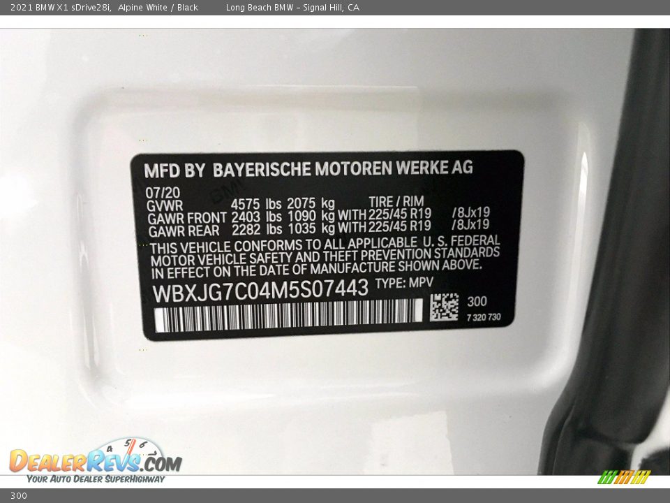 BMW Color Code 300 Alpine White