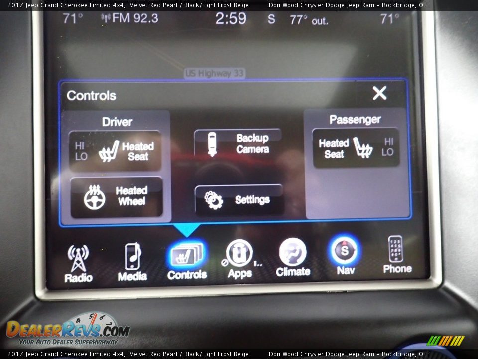 2017 Jeep Grand Cherokee Limited 4x4 Velvet Red Pearl / Black/Light Frost Beige Photo #3